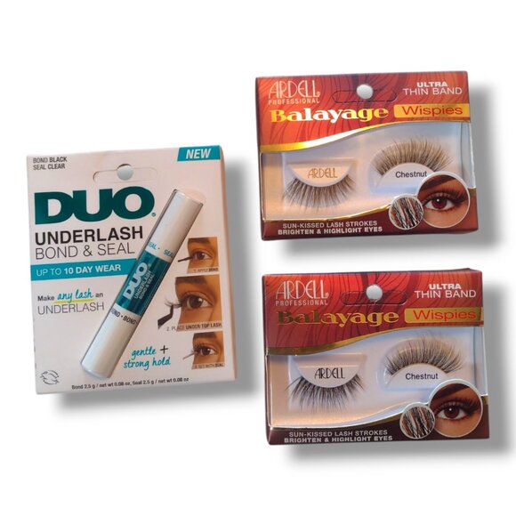Ardell Balayage Wispies Chesnut - 2 Pack & DUO Underlash Bond & Seal - Picture 2 of 2